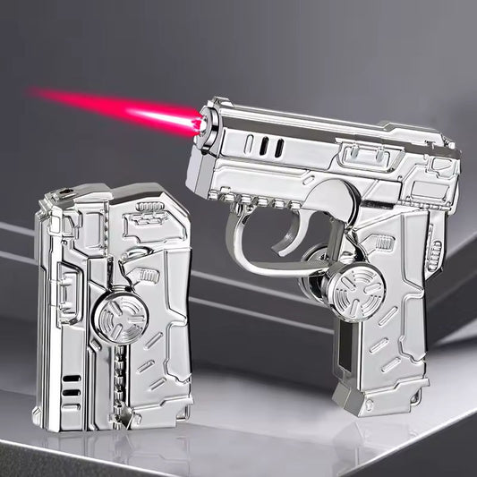 Folding gun spinner lighter metal body reflective surface