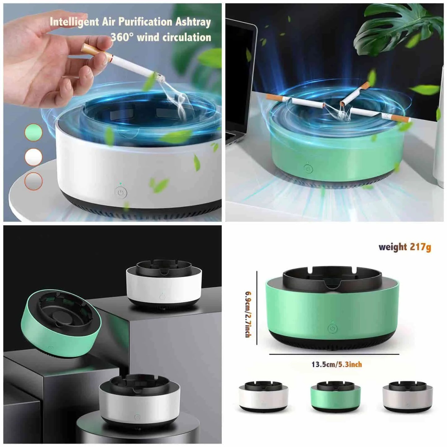 Air Purifier Ashtray 2 in 1 with the Use of Cigarette