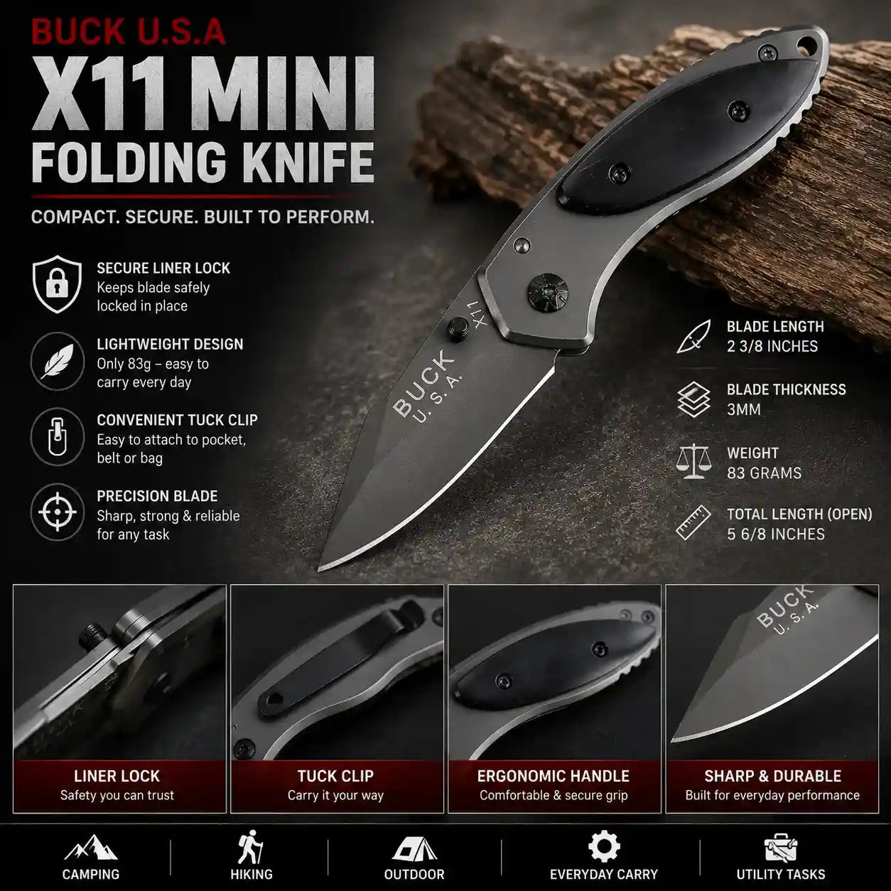 Buck USA Mini Folding knife image and features