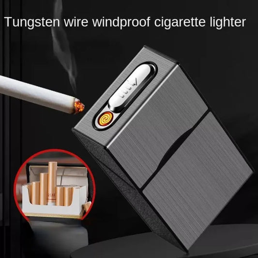 Focus USB Cigarette Case with Built-In Electric Lighter