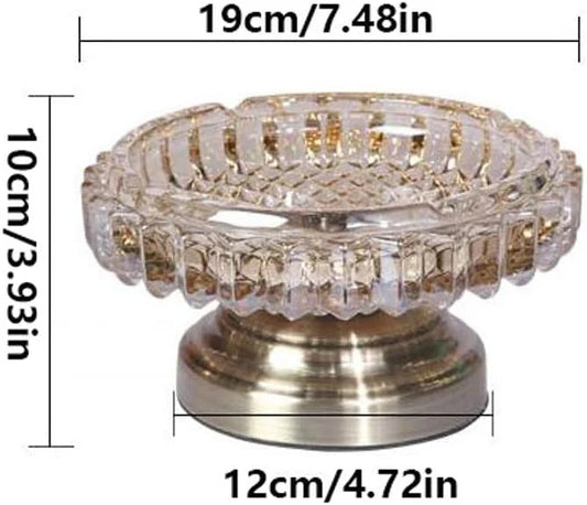 Glass Ashtray With the 19cm Squre 10 cm Height and Metal Pad 12 cm