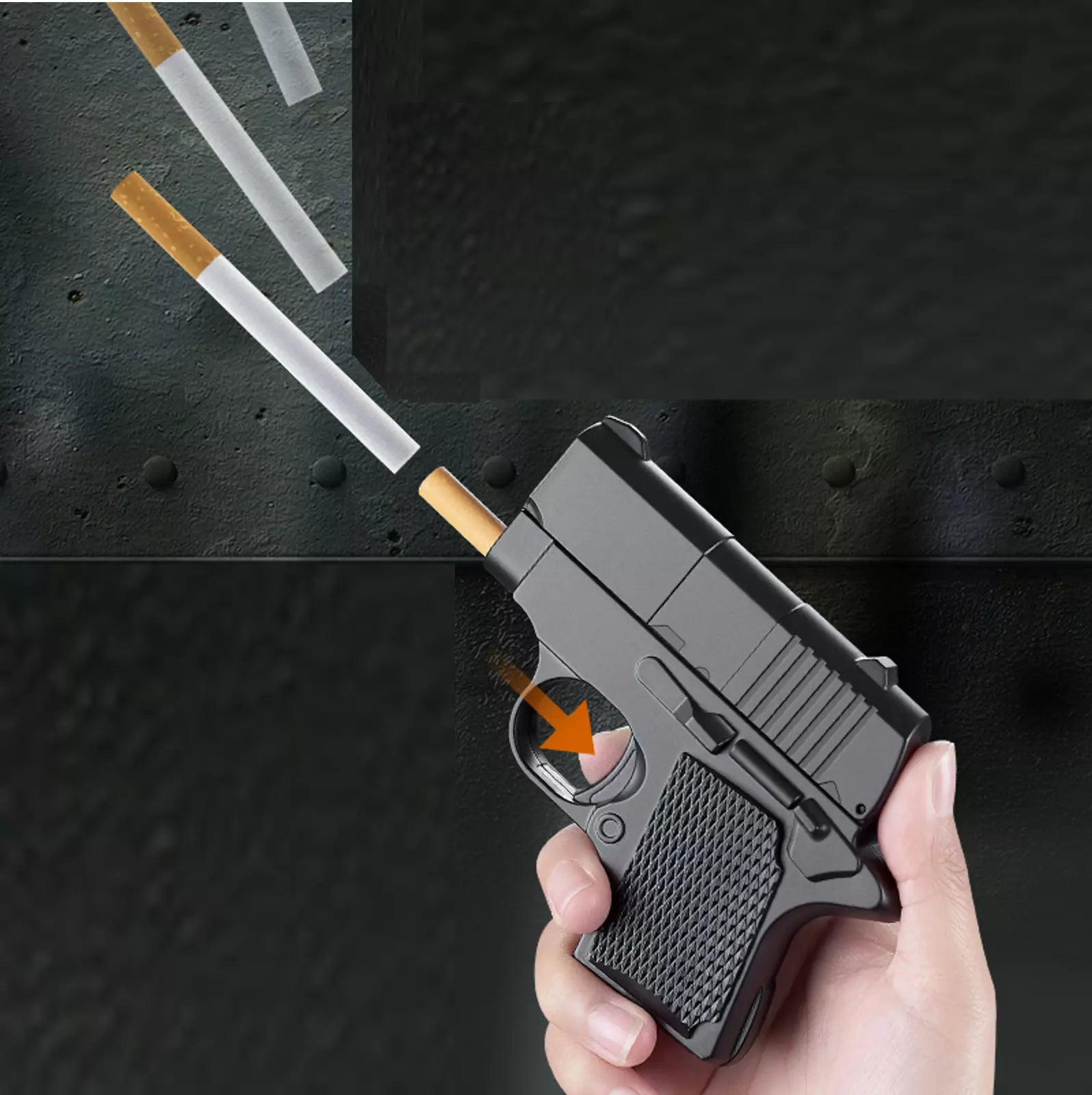 2 in 1 Gun Lighter with Cigarette Case