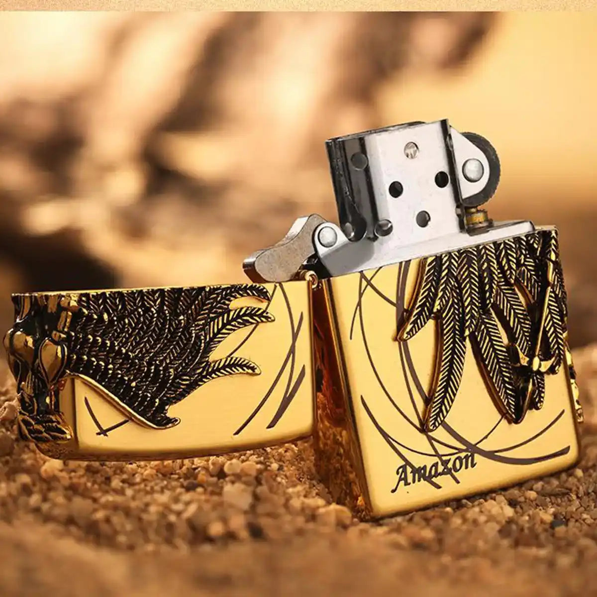 Amazon Zippo Lighter in golden color