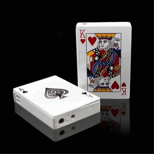 Playing card design lighter with King of Hearts on a black background
