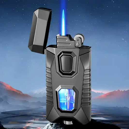 Double Flame Lighter with blue Light on flue tank