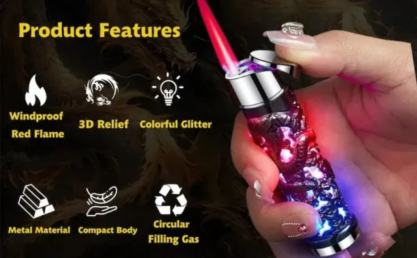Dragon Design Red Flame Lighter