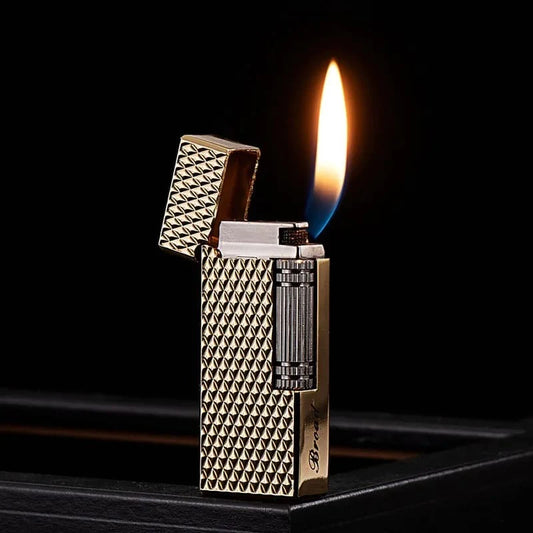 Dunhill Style Diamond Cut Butane Lighter on a black background