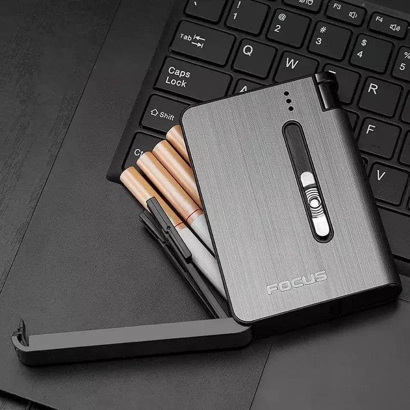 Focus Cigarette Case with Built-in Lighter