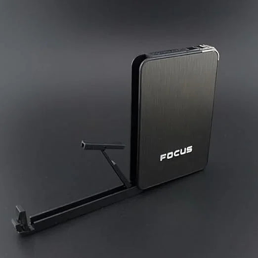 Black FOCUS Cigarette Case product JD-YH003 on a dark gray background