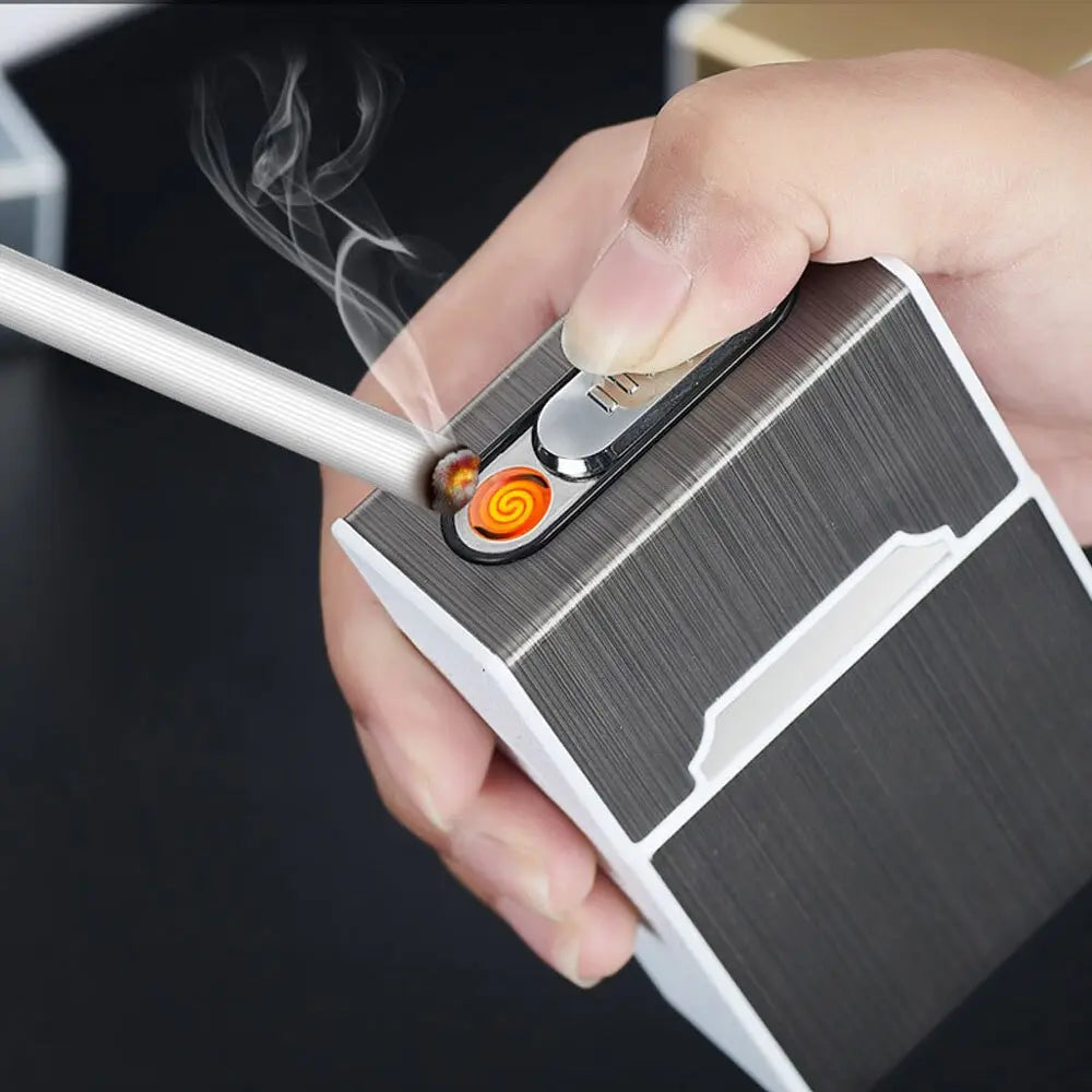 Focus Cigarette Case with built-in electric Lighter