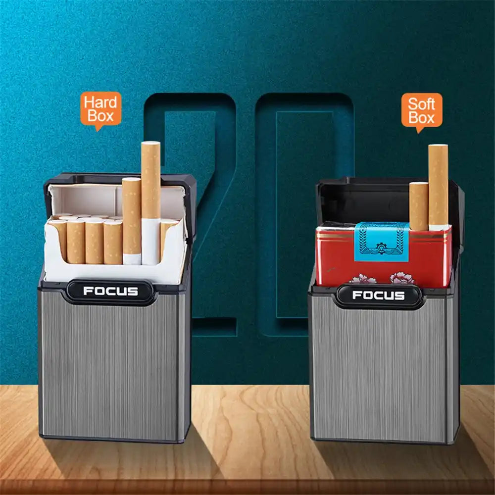 showing focus cigarette case hardbox and softbox