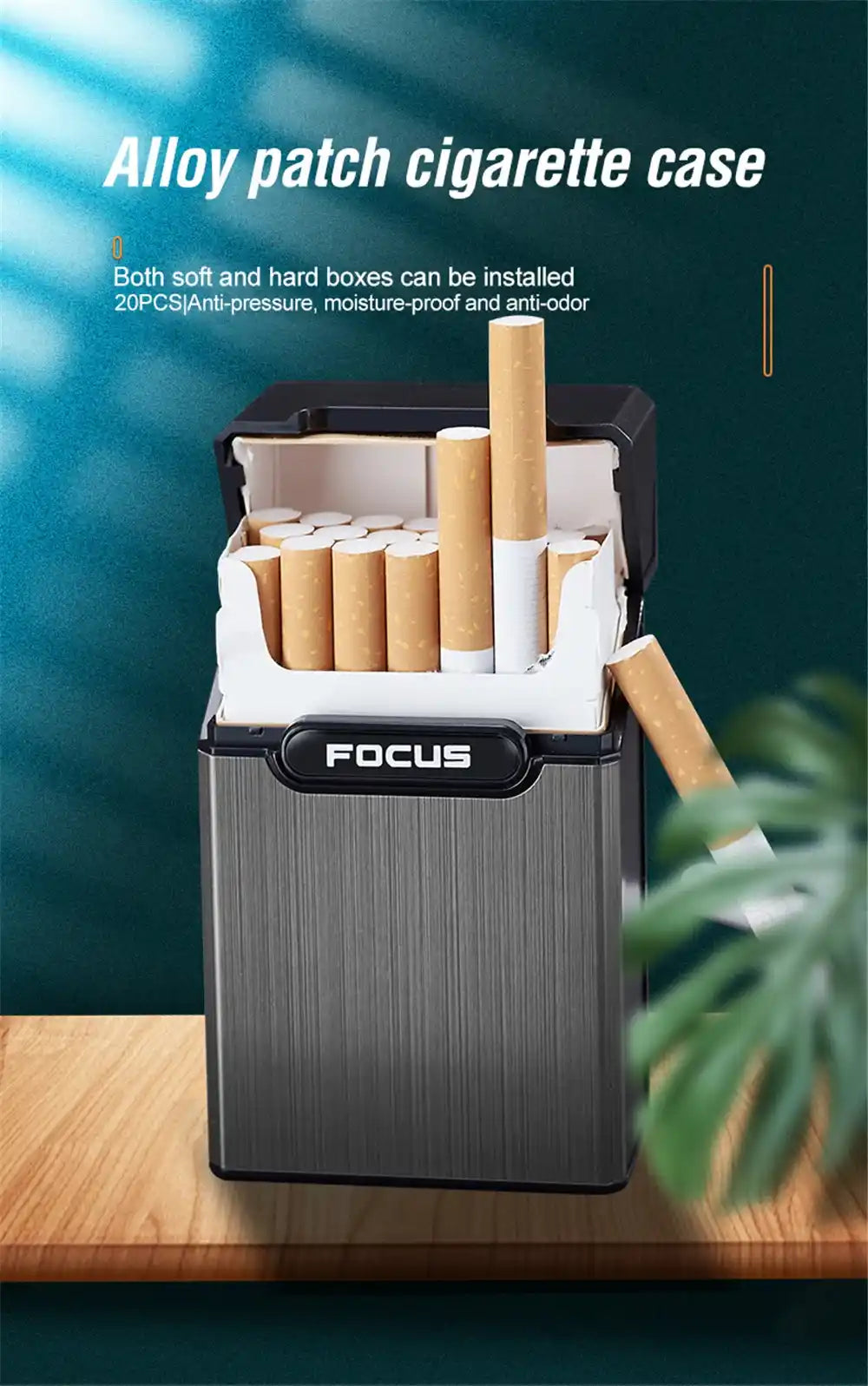 Alloy patch focus cigarette case