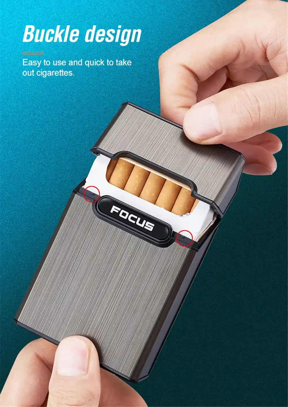 Focus YH078 Cigarette Case – Waterproof Metal 20pcs Flip Cover Holder