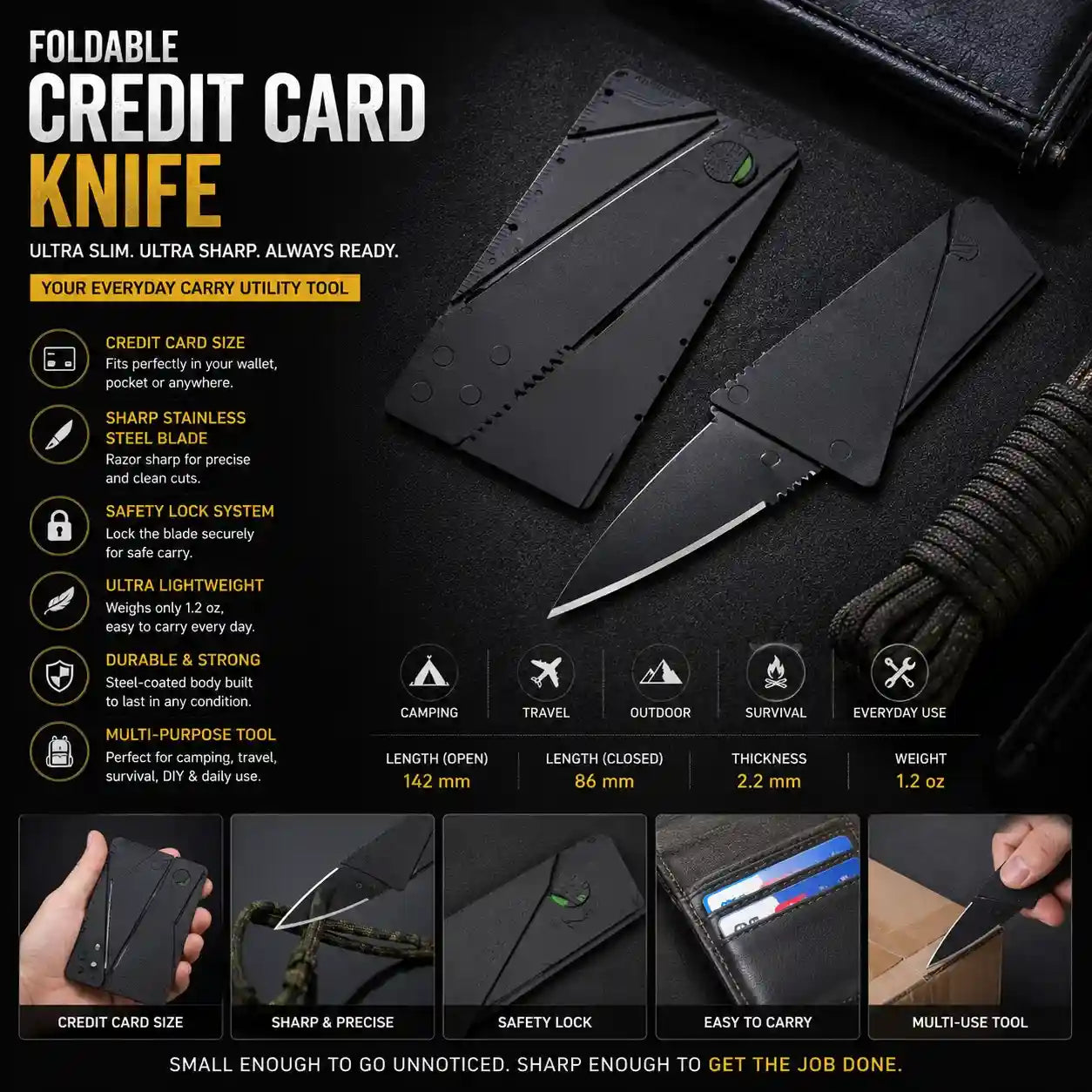foldable credit card size EDU knife