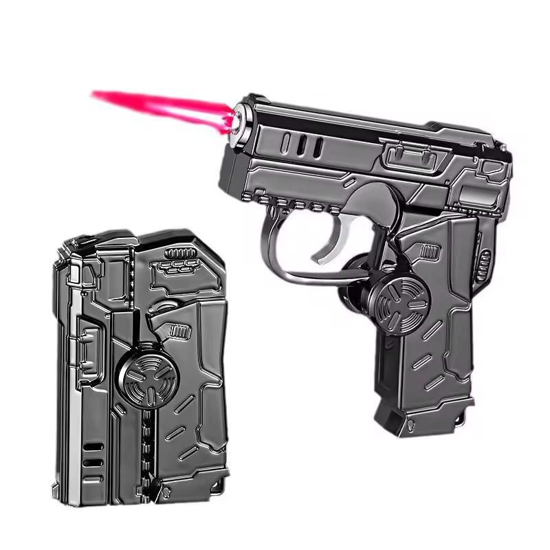 Toy gun with a laser pointer attachment on a white background