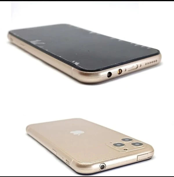 Gold smartphone Lighter showing front and back on a white background