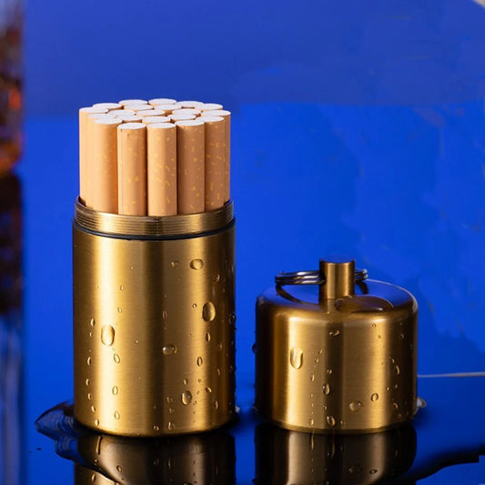 Metal Round Cigarette Case with Keychain