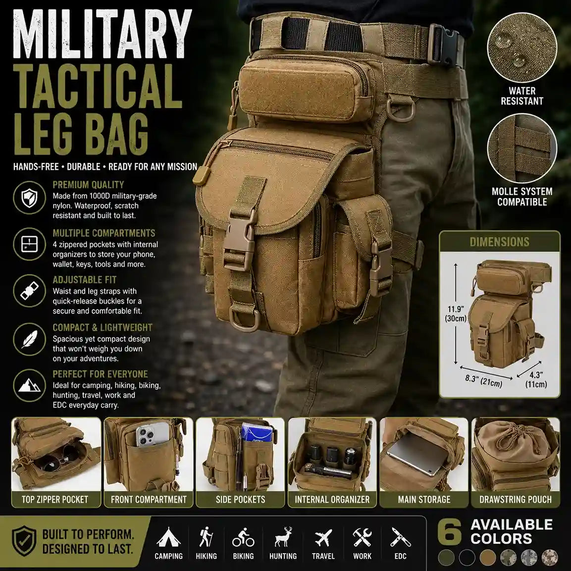 Military tactical leg bag features image