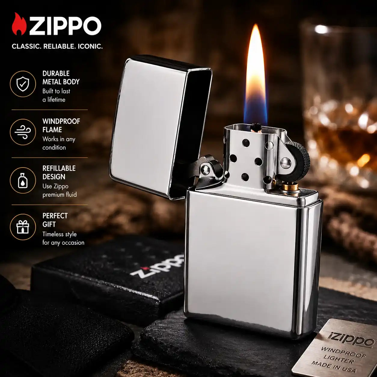 Zippo Classic Lighter in silver color 