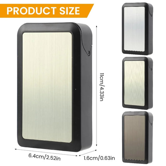 Rectangular cig case with dimensions labeled on a white background