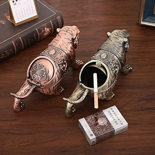 Use of tiger shaped ashtray from the back side