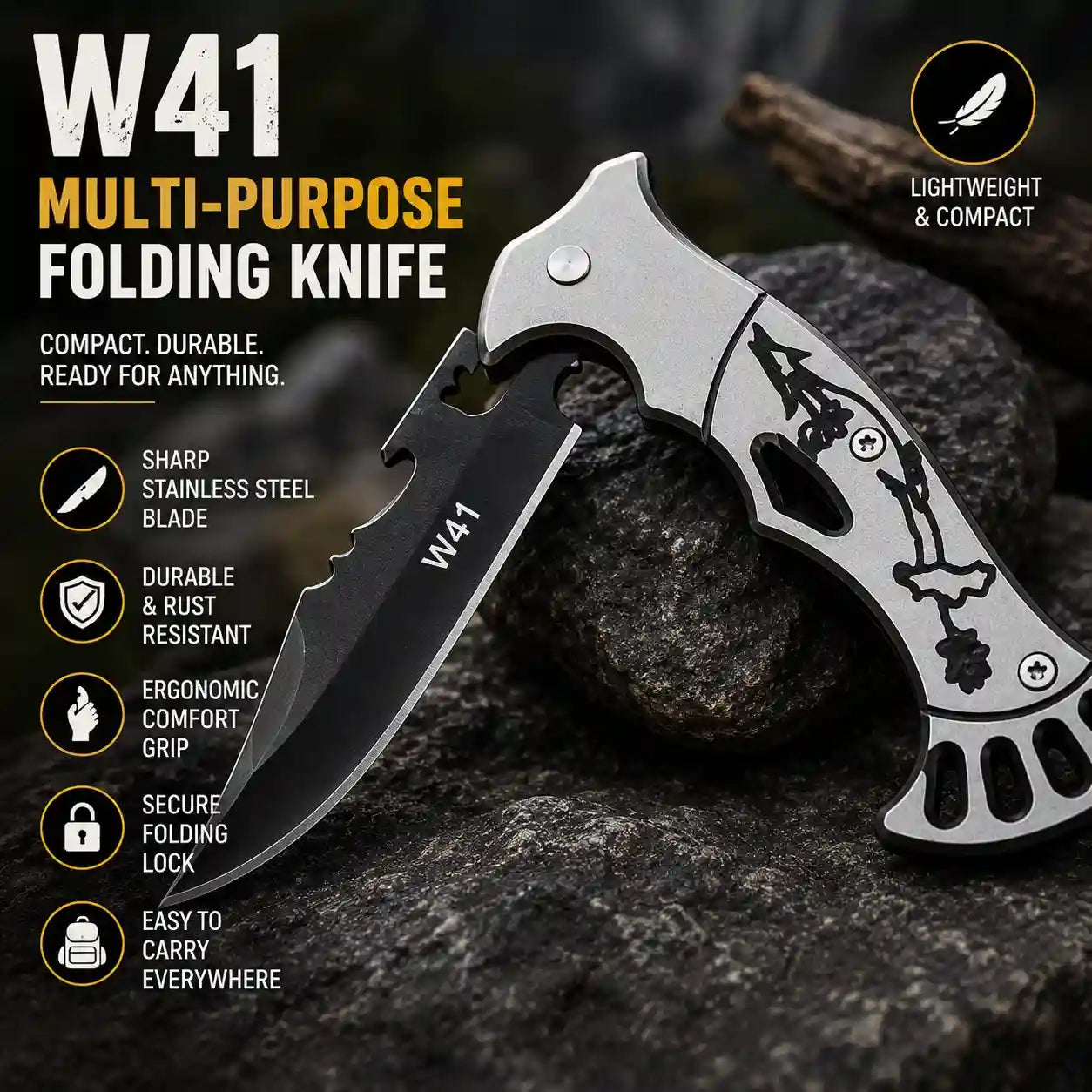W41 multi purpose folding knife feature image