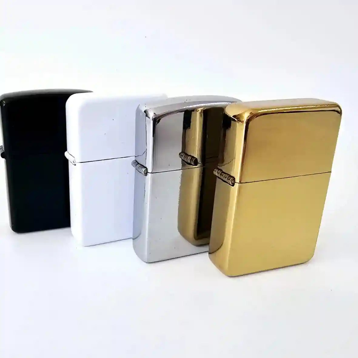 Black and silver zippo lighter on a textured surface
