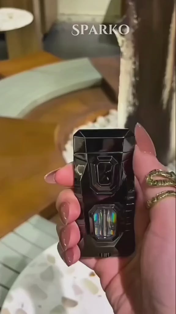 Double Flame Lighter with blue Light on flue tank video